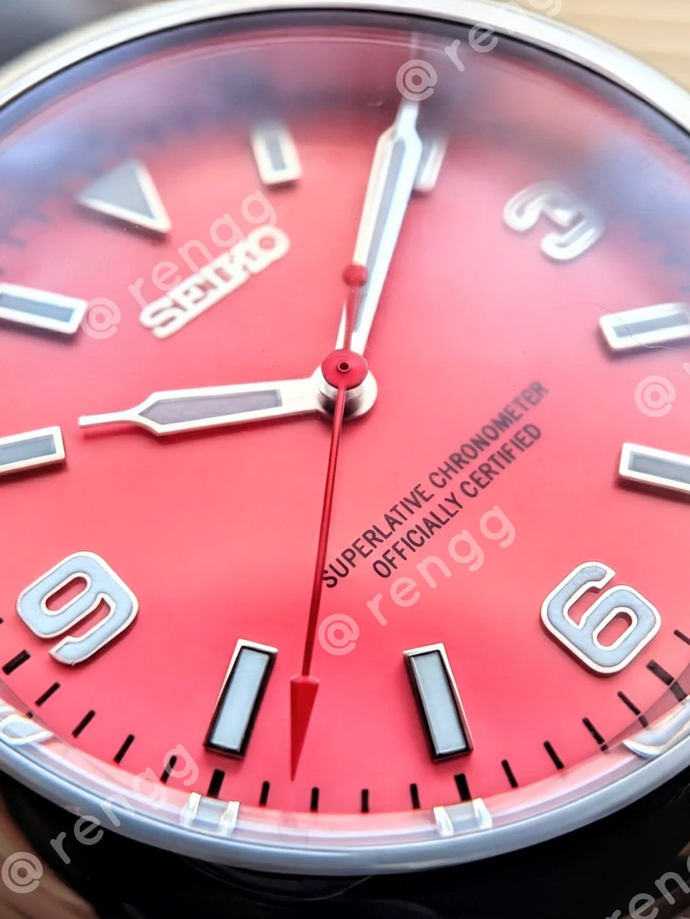 37mm Seiko Pink Dial Stainless Dress watch Mod Smooth Sweep Second
